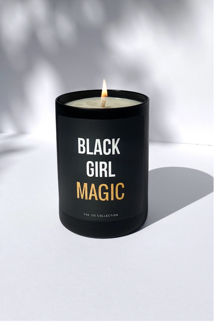 black girl magic candle front
